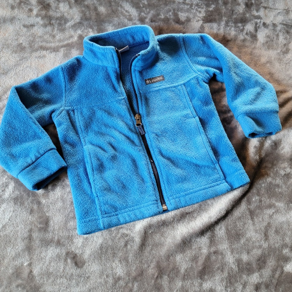 Columbia Fleece Jacket Kids 2T Blue Excellent Full Zip WD6760 Mock Neck 813